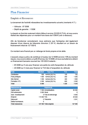 modele business plan vtc